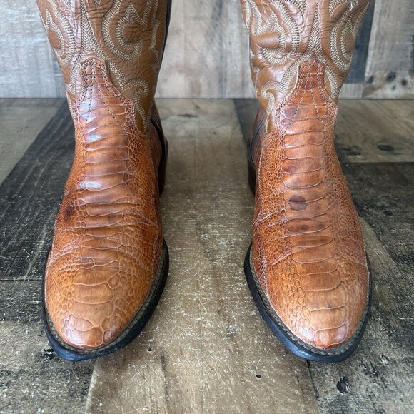 J Chisholm Vintage Ostrich Leg Western Cowboy Boots Mens 8 EE - Picture 9 of 12